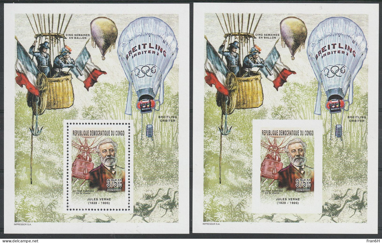 2 Blocs Jules VERNE Dent. + Non Dent. - Neufs ** - MNH - Année 2004 - Mint/hinged