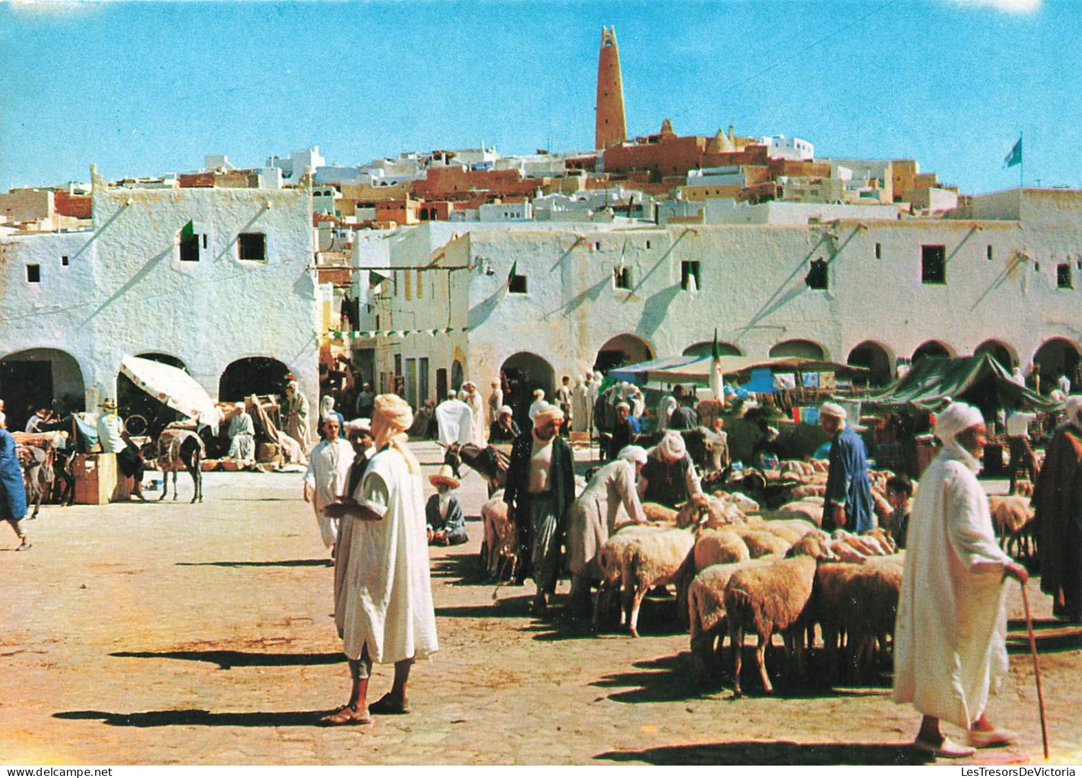 ALGERIE - Ghardaïa - Vue Sur La Place Du Marché - Animé - Colorisé - Carte Postale - Ghardaia