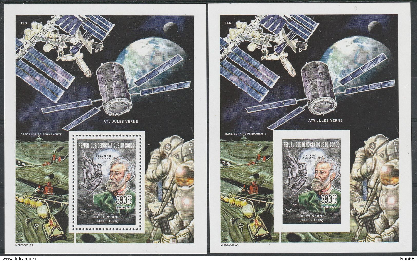 2 Blocs Jules VERNE Dent. + Non Dent. - Neufs ** - MNH - Année 2004 - Mint/hinged