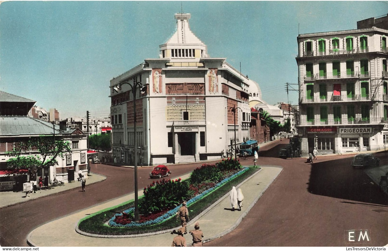 ALGERIE - Oran - La Maison De L'agriculture Et La Place Kargentah - Colorisé - Carte Postale Ancienne - Oran