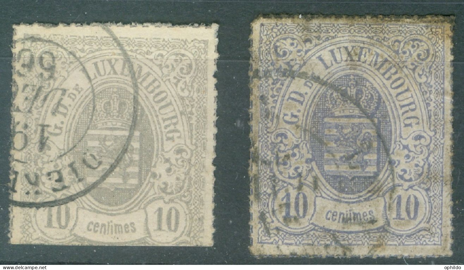 Luxembourg   Yvert 17 Et 17a Ob Second Choix   - 1859-1880 Armoiries