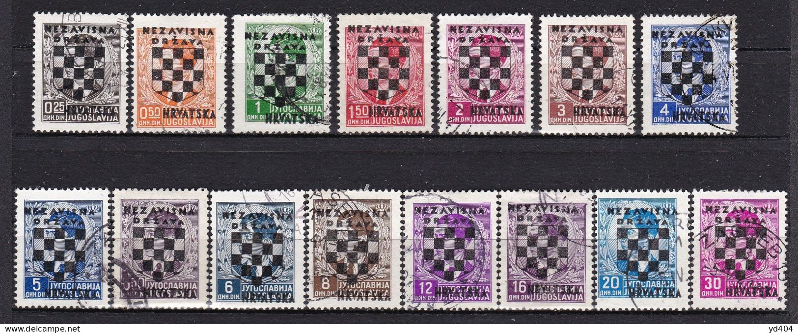 HR008 – CROATIE - CROATIA  – 1941 – 2ND OVERPRINTED ISSUE – SG # 9/23 USED 56 € - Croatie