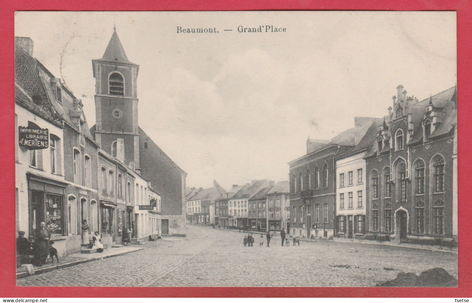Beaumont - La Grand'Place ... Imprimerie A. Mertens, éditeur De La Carte - 1913 ( Voir Verso ) - Beaumont