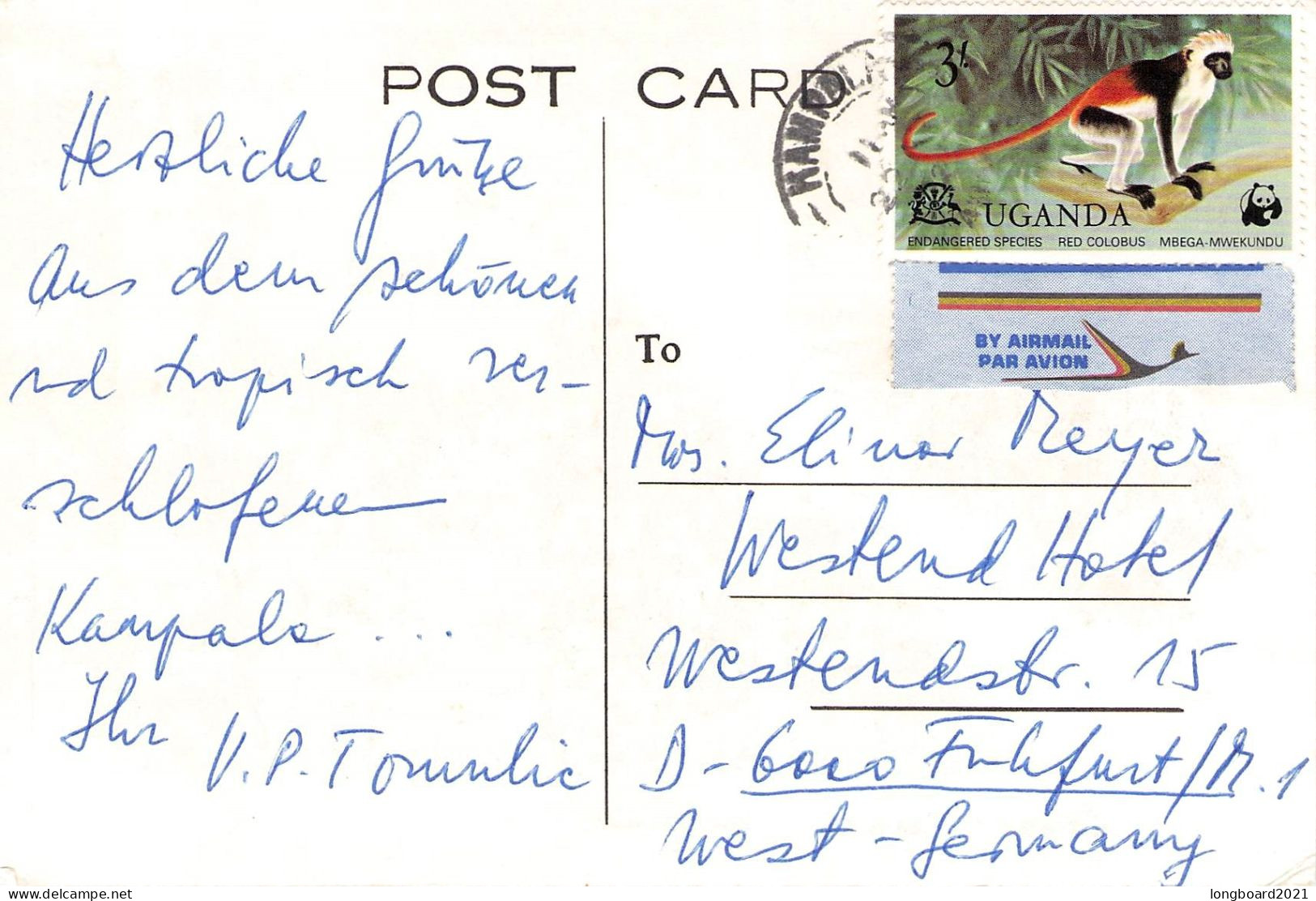 UGANDA - POSTCARD AIRMAIL - FRANKFURT/DE. / 5206 - Ouganda (1962-...)