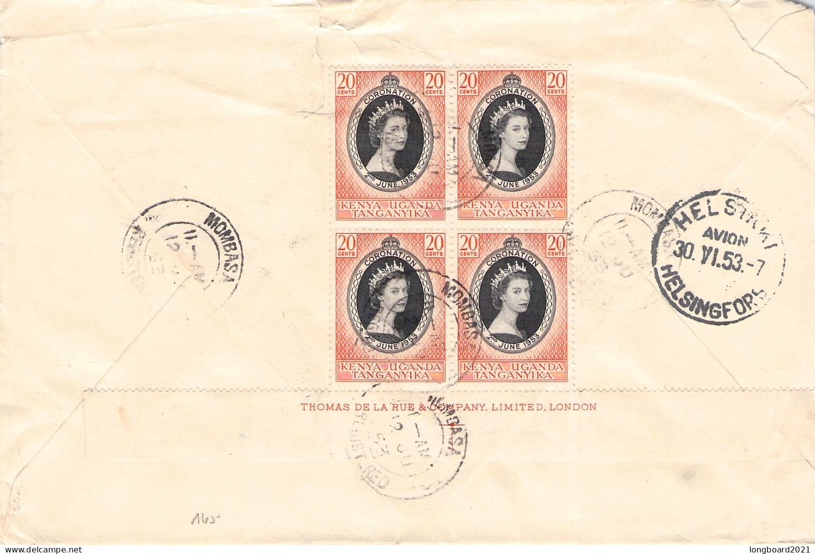 KENYA, UGANDA, TANGANYIKA - REGISTERED MAIL MOMBASA - HELSINKI/FI. / 5208 - Kenya, Oeganda & Tanganyika