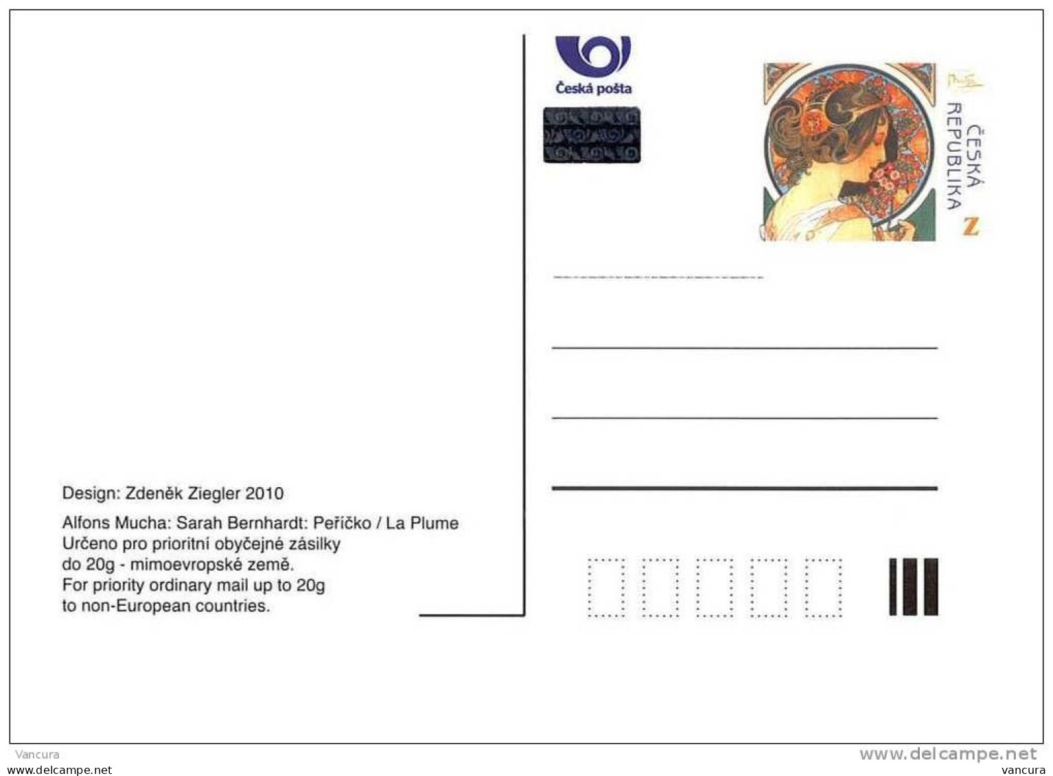 Card CPH 13 And 14 Czech Republic A. Mucha's Sarah Bernhardt In La Plume,and Morning Star 2010 - Cartes Postales