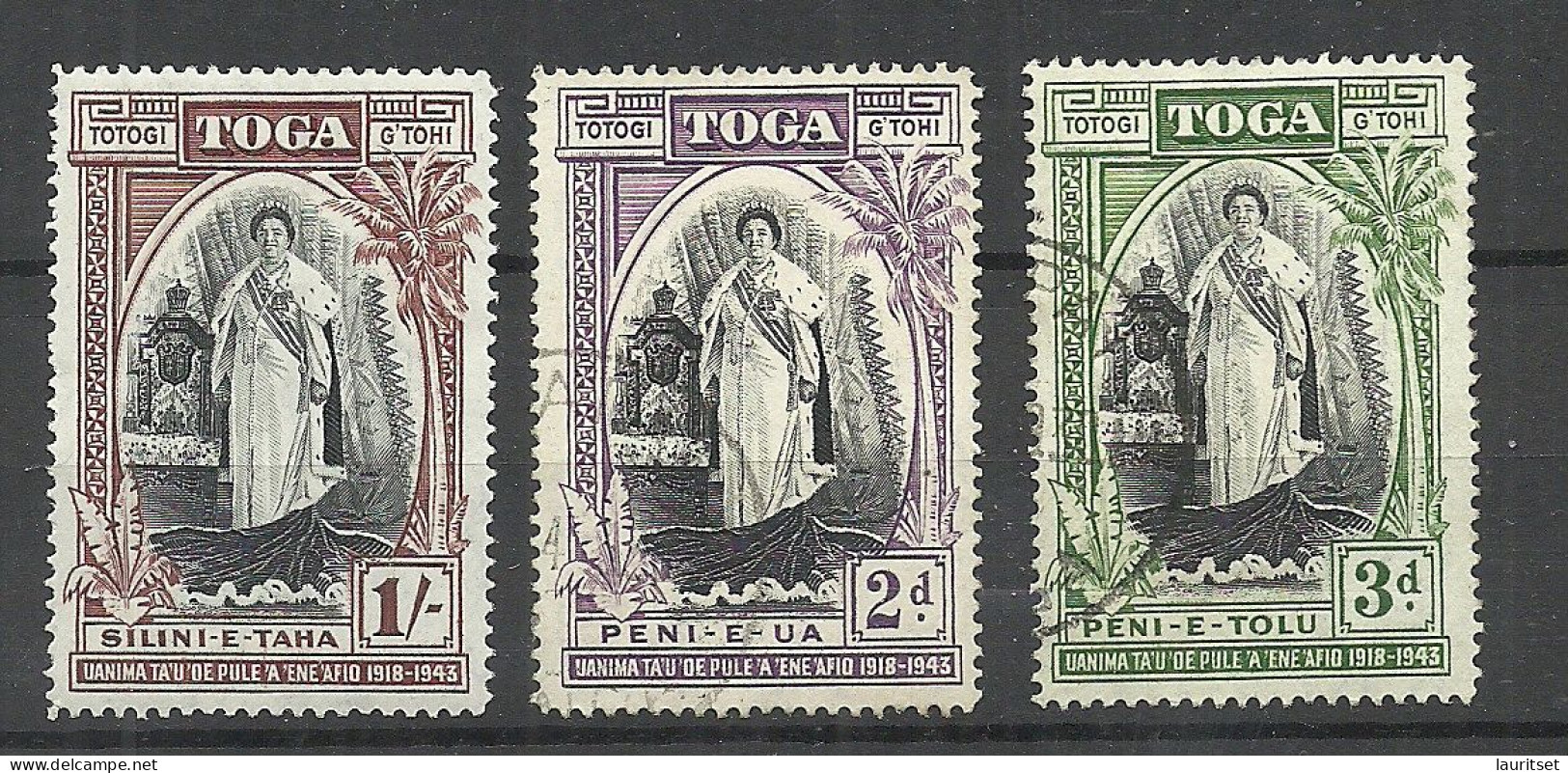 TONGA 1944 Michel 82 - 84 */o Queen Salote - Tonga (...-1970)