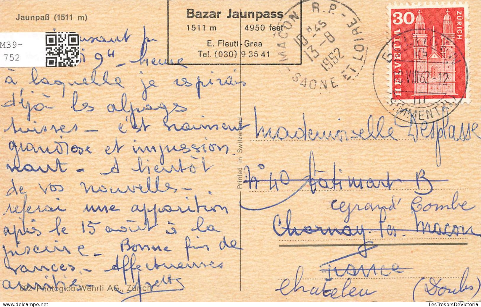 SUISSE - Berne - Vue Sur JaunpaB -  Colorisé - Carte Postale Ancienne - Sonstige & Ohne Zuordnung