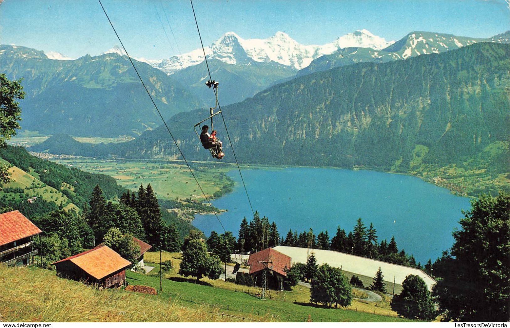 SUISSE - Thunersee - Sportbahn Beatenberg - Niderhorn - Eiger, Monch, Jungfrau -  Colorisé - Carte Postale Ancienne - Oberhofen Am Thunersee