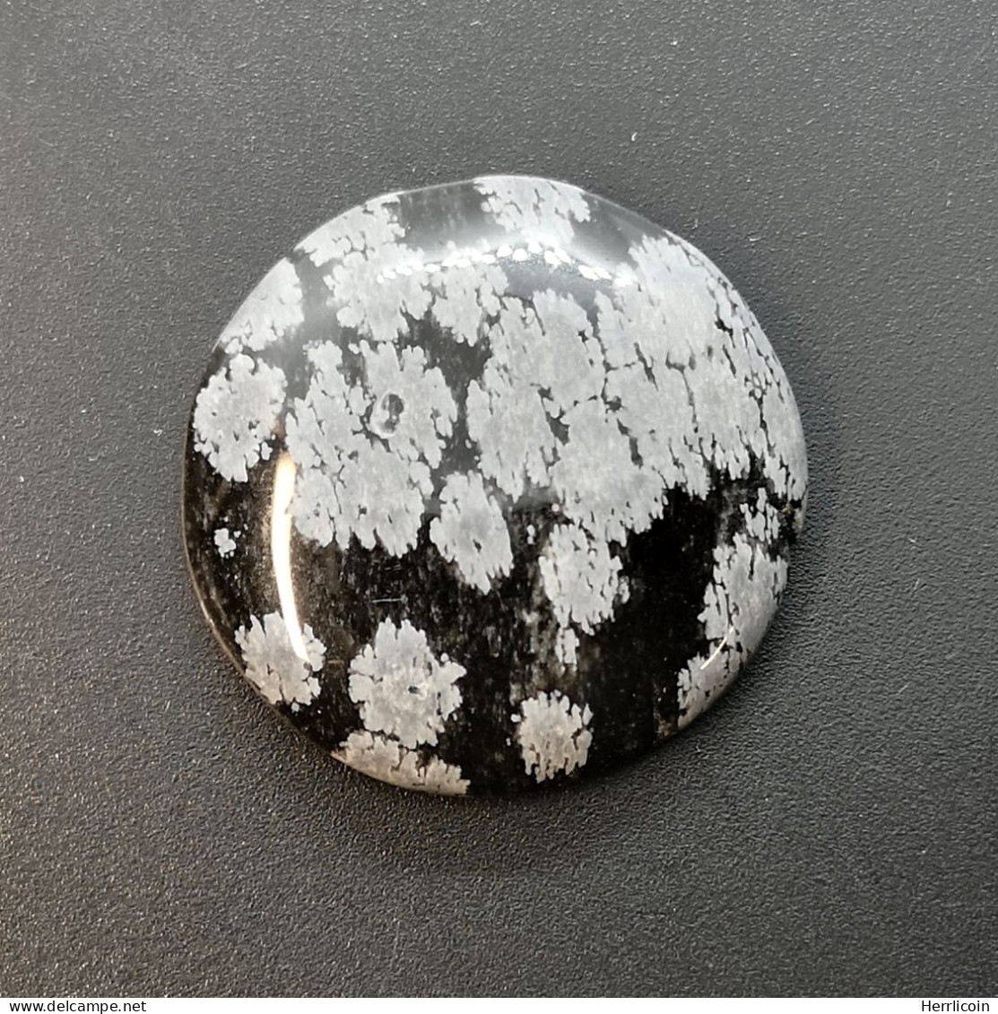 Obsidienne "Flocons De Neige" Naturelle Du Pérou - Cabochon 21.10 Carats - 23.7 X 23.7 X 5.2 Mm - Obsidiaan