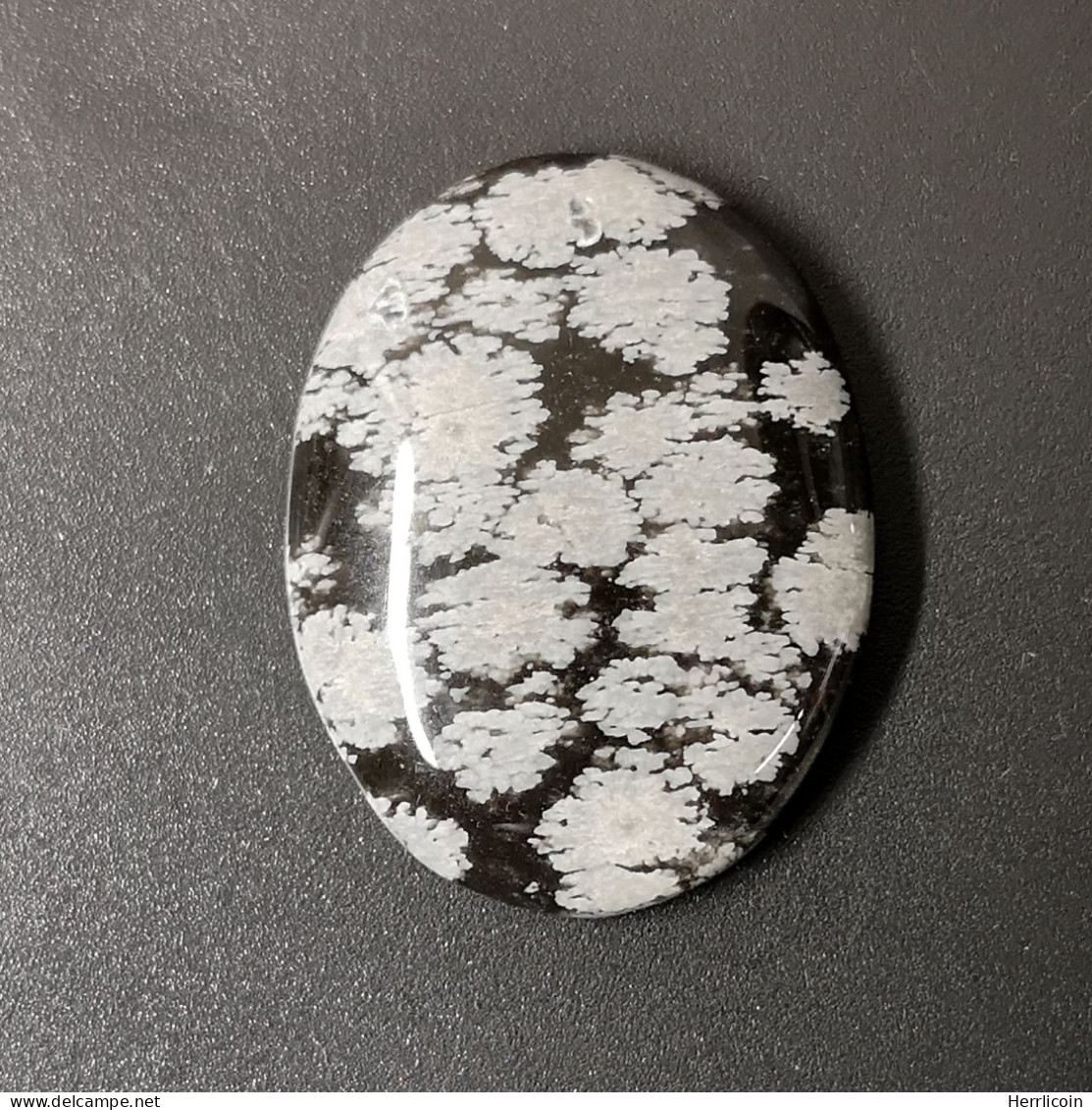 Obsidienne "Flocons De Neige" Naturelle Du Pérou - Cabochon 22.77 Carats - 27.1 X 21 X 5.5 Mm - Obsidienne