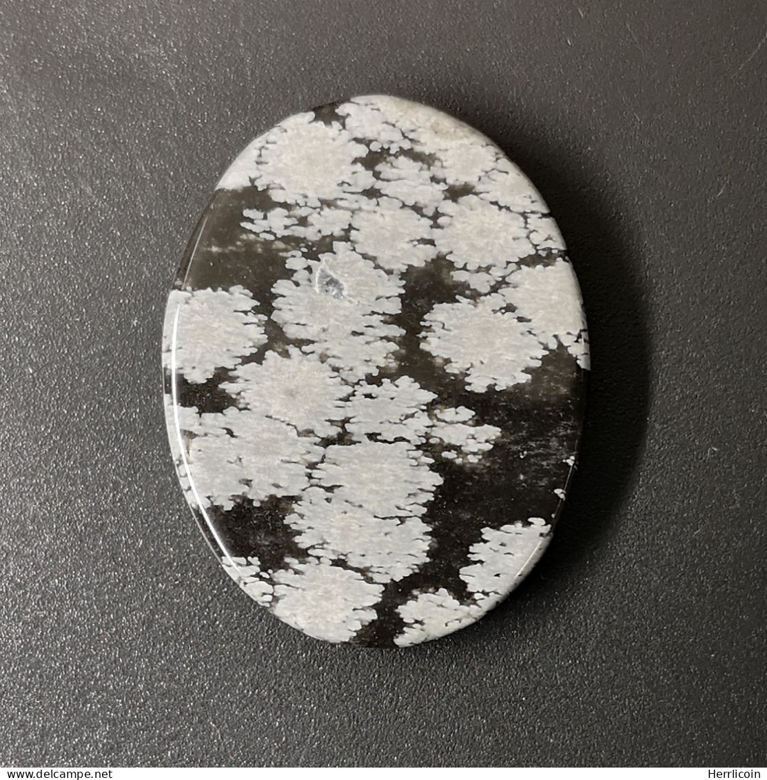 Obsidienne "Flocons De Neige" Naturelle Du Pérou - Cabochon 22.77 Carats - 27.1 X 21 X 5.5 Mm - Obsidian