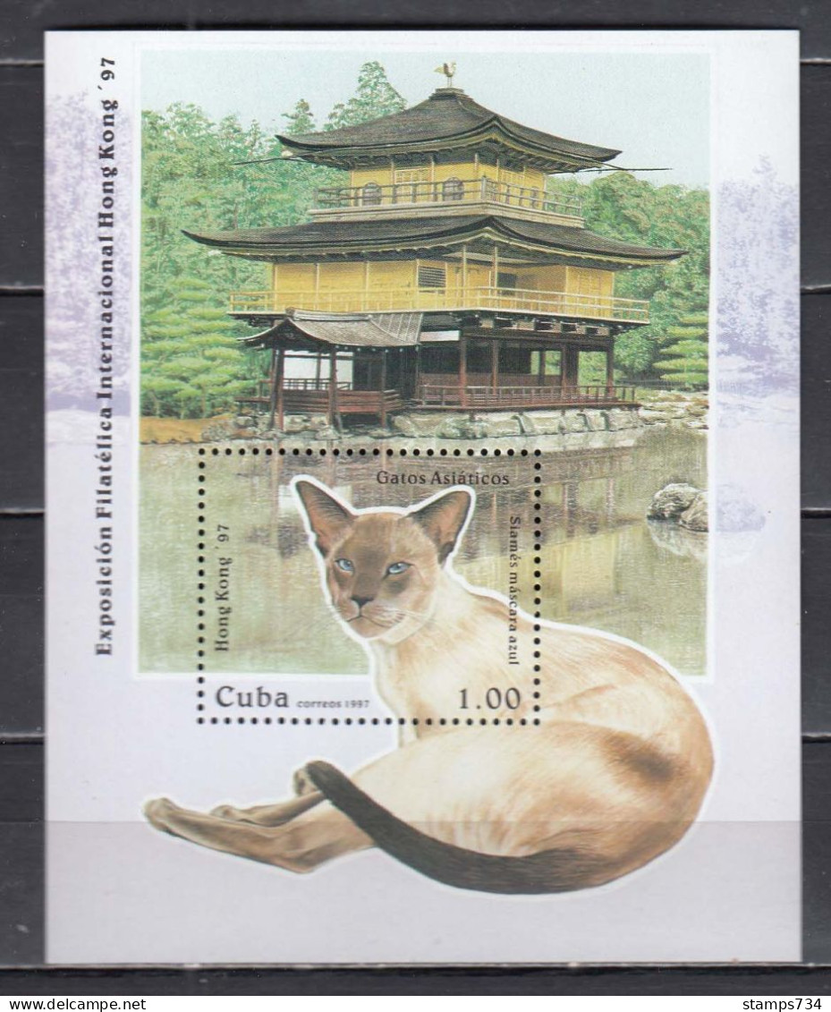 Cuba 1997 - Stamp Exhibition HONG_KONG'97:Cats, Mi-Nr. Bl. 147, MNH** - Unused Stamps