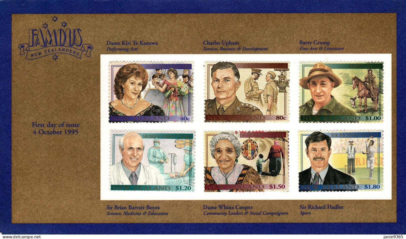 New Zealand 1995 Famous People  Mint On Card - Oblitérés