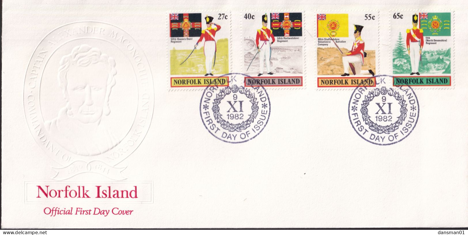 Norfolk Island 1982 Military Uniforms Sc 302-05 FDC - Norfolk Island