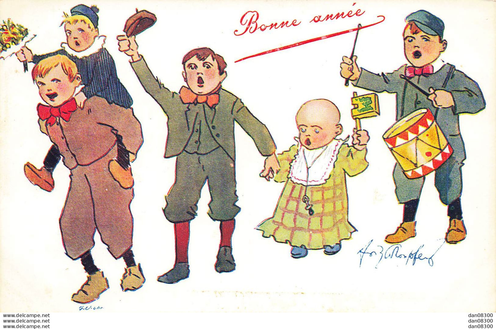 BONNE ANNEE DES ENFANTS DEFILENT AU SON DU TAMBOUR ILLUSTRATION SCHOENPFLUG - Schoenpflug, Fritz