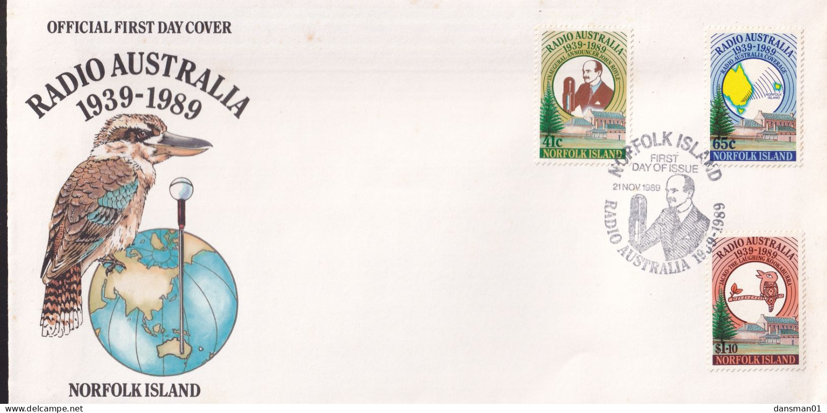 Norfolk Island 1989 Radio Australia Sc 466-68 FDC - Ile Norfolk