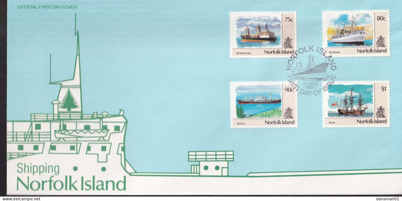 Norfolk Island 1991 Shipping Sc 485-88 FDC - Ile Norfolk