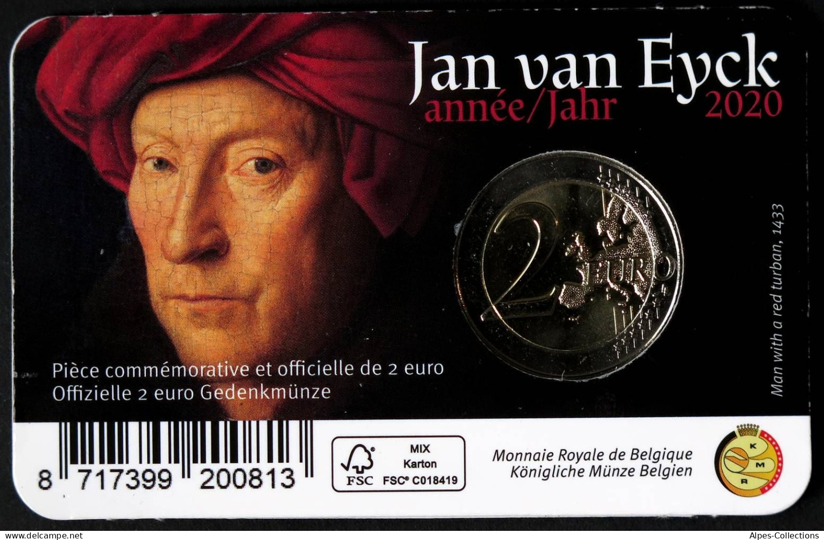 BE20020.5 - COINCARD BELGIQUE - 2020 - 2 Euros Comm. Année Jan Van Eyck - N - Belgique