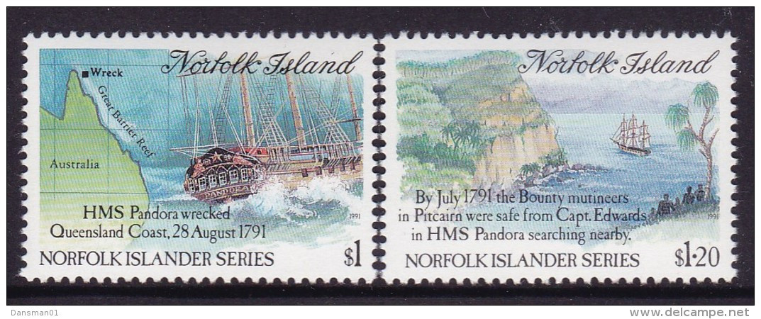 Norfolk Island 1991 HMS Pandora Sc 508-09 FDC - Ile Norfolk