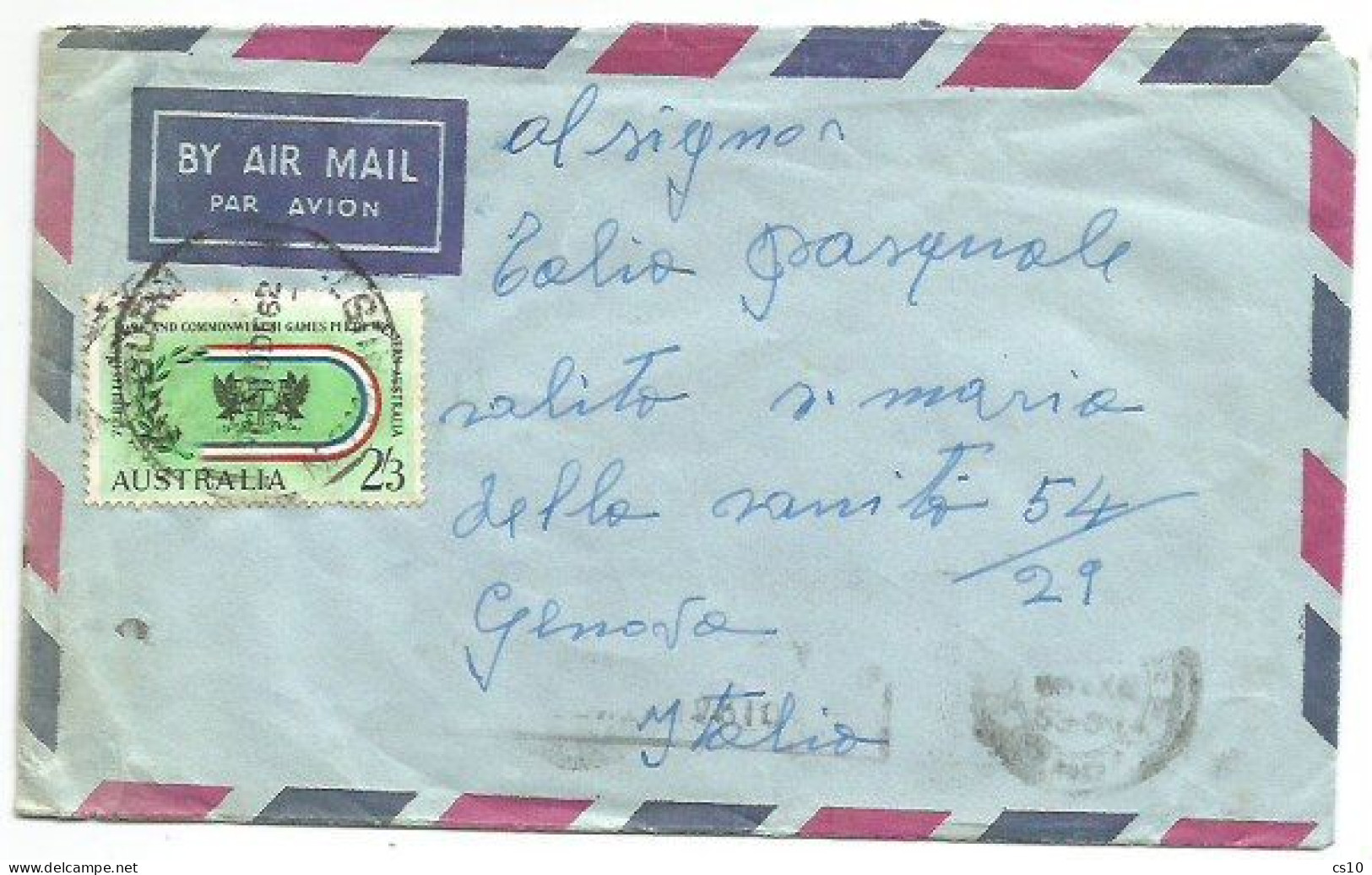Australia Commonwealth Games 2S3 Solo Franking Airmail Cover Sidney 10dec1962 X Italy - Brieven En Documenten