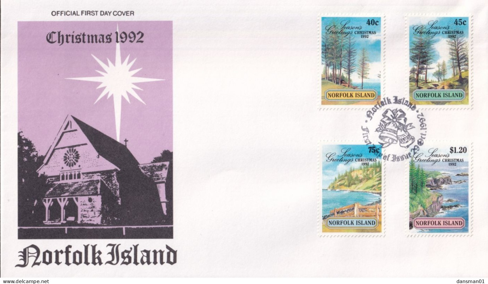 Norfolk Island 1992 Christmas Sc 529-32 FDC - Ile Norfolk