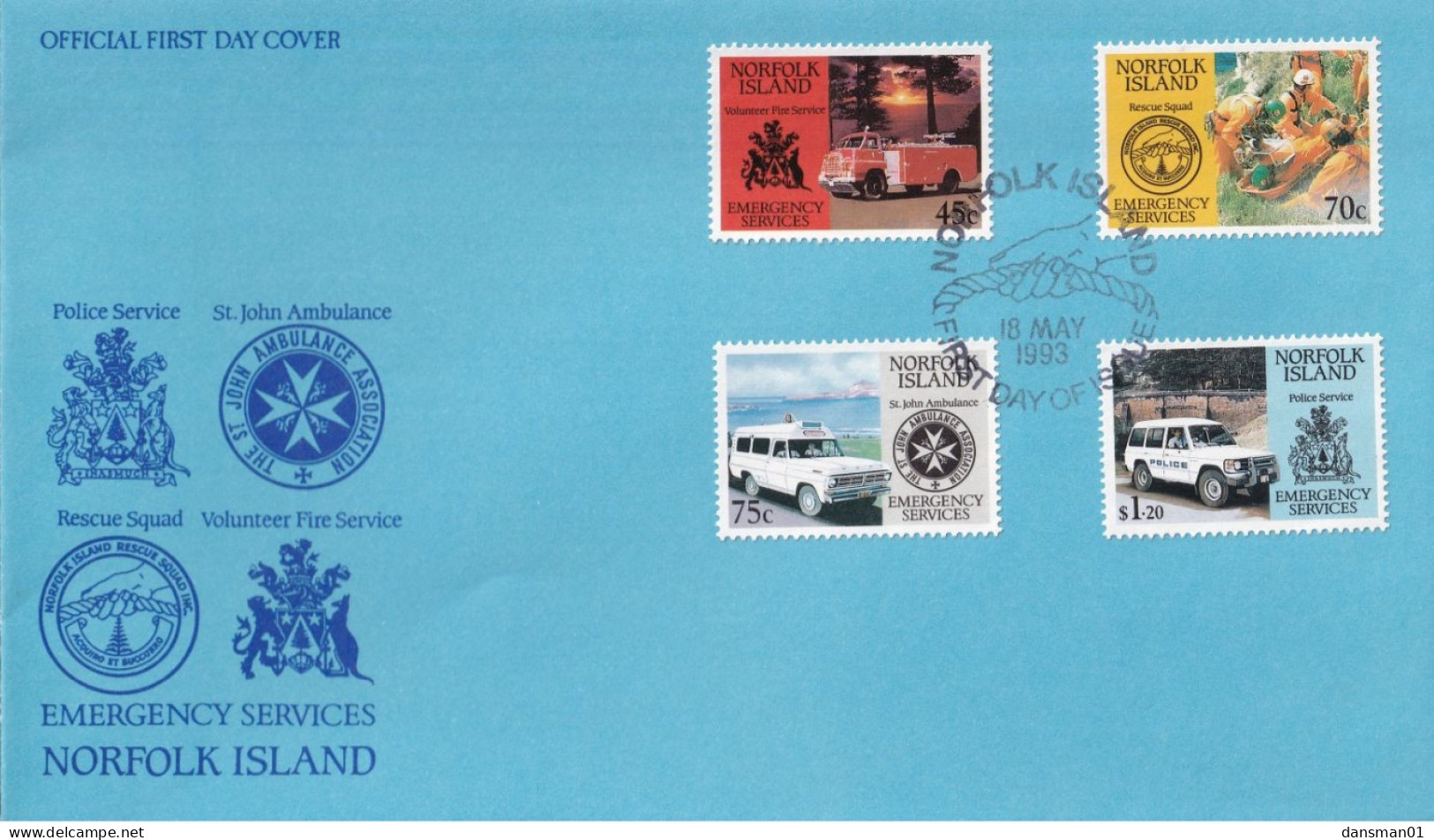 Norfolk Island 1993 Emergency Services Sc 534-37 FDC - Ile Norfolk