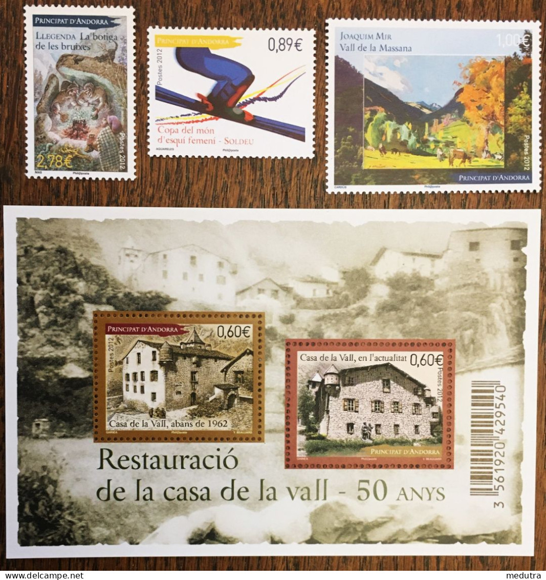 Andorre Neuf** : Année Complète 2012 (718 à 733) 16 Timbres Dont 3 Feuillets (3 Photos) - Neufs