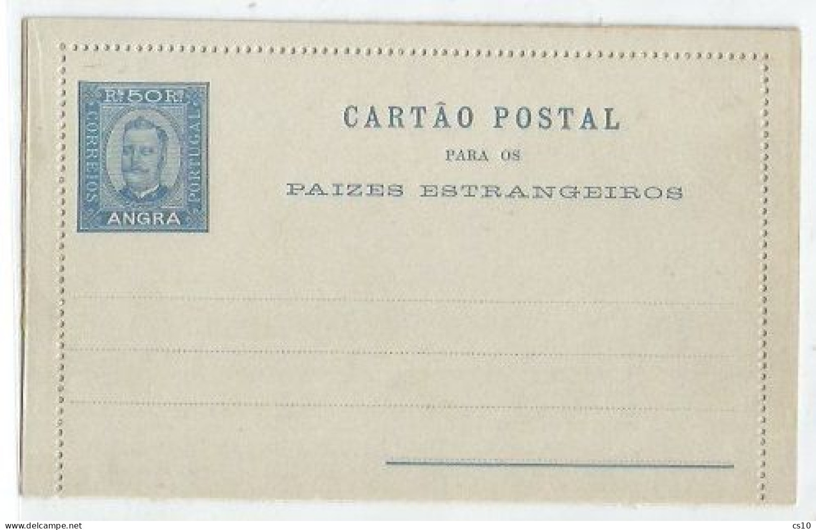 Angra Portugal Islands 1893 Unused Stationery PSE R.50 - Angra