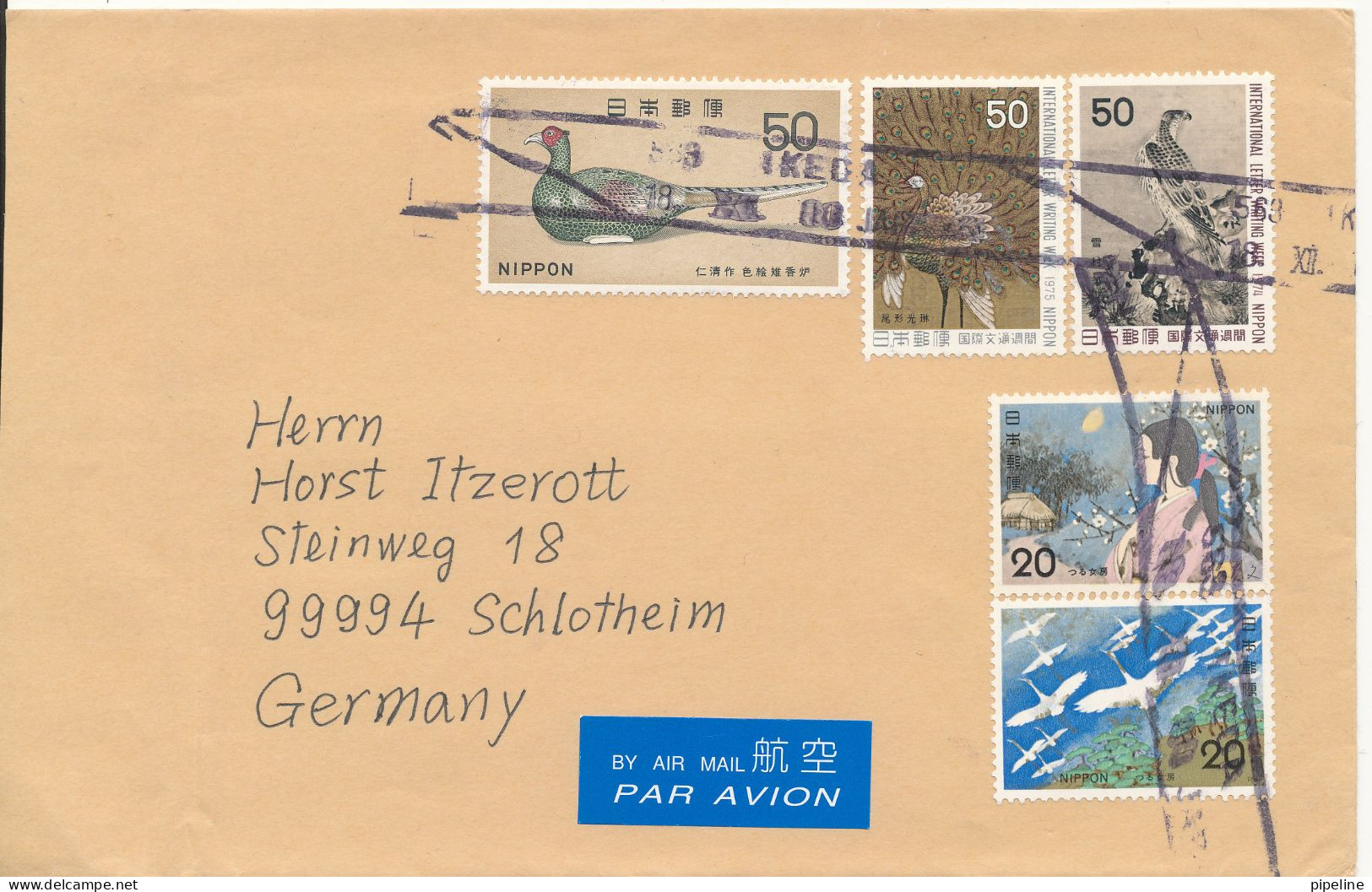 Japan Cover Sent Air Mail To Germany 2000 ?? Topic Stamps - Briefe U. Dokumente