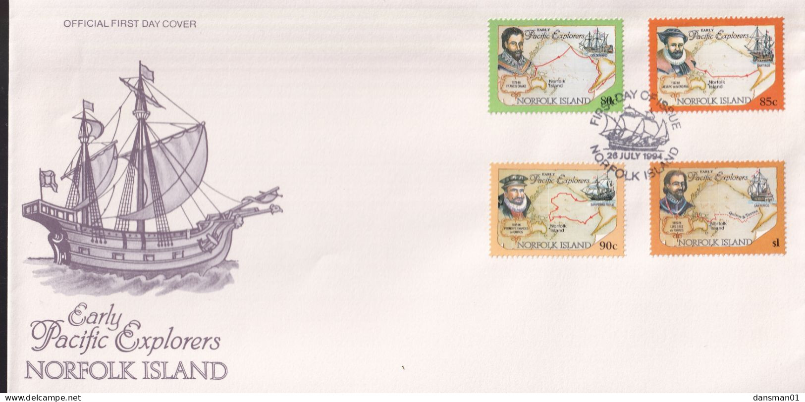 Norfolk Island 1994 Explorers Sc 550-561A FDC (3 COVERS) - Norfolk Island