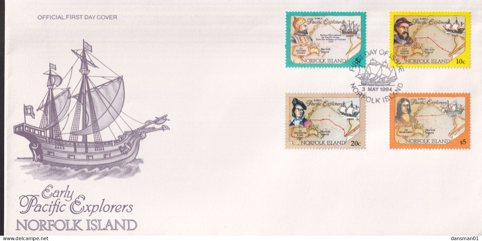 Norfolk Island 1994 Explorers Sc 550-561A FDC (3 COVERS) - Ile Norfolk