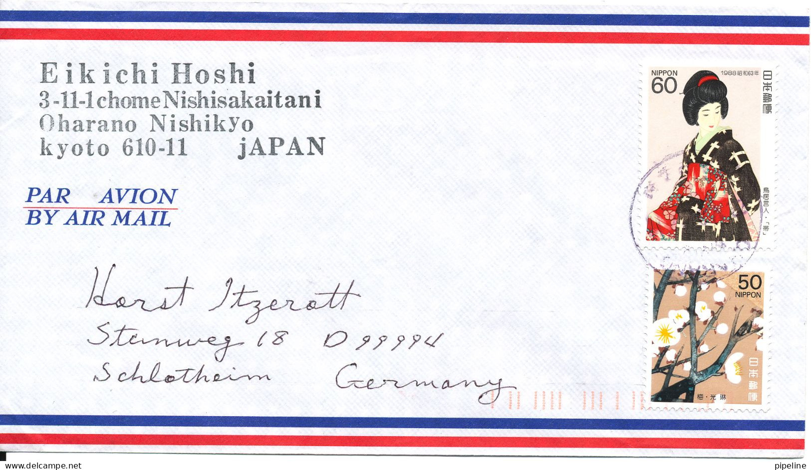 Japan Air Mail Cover Sent To Germany Topic Stamps - Luftpost