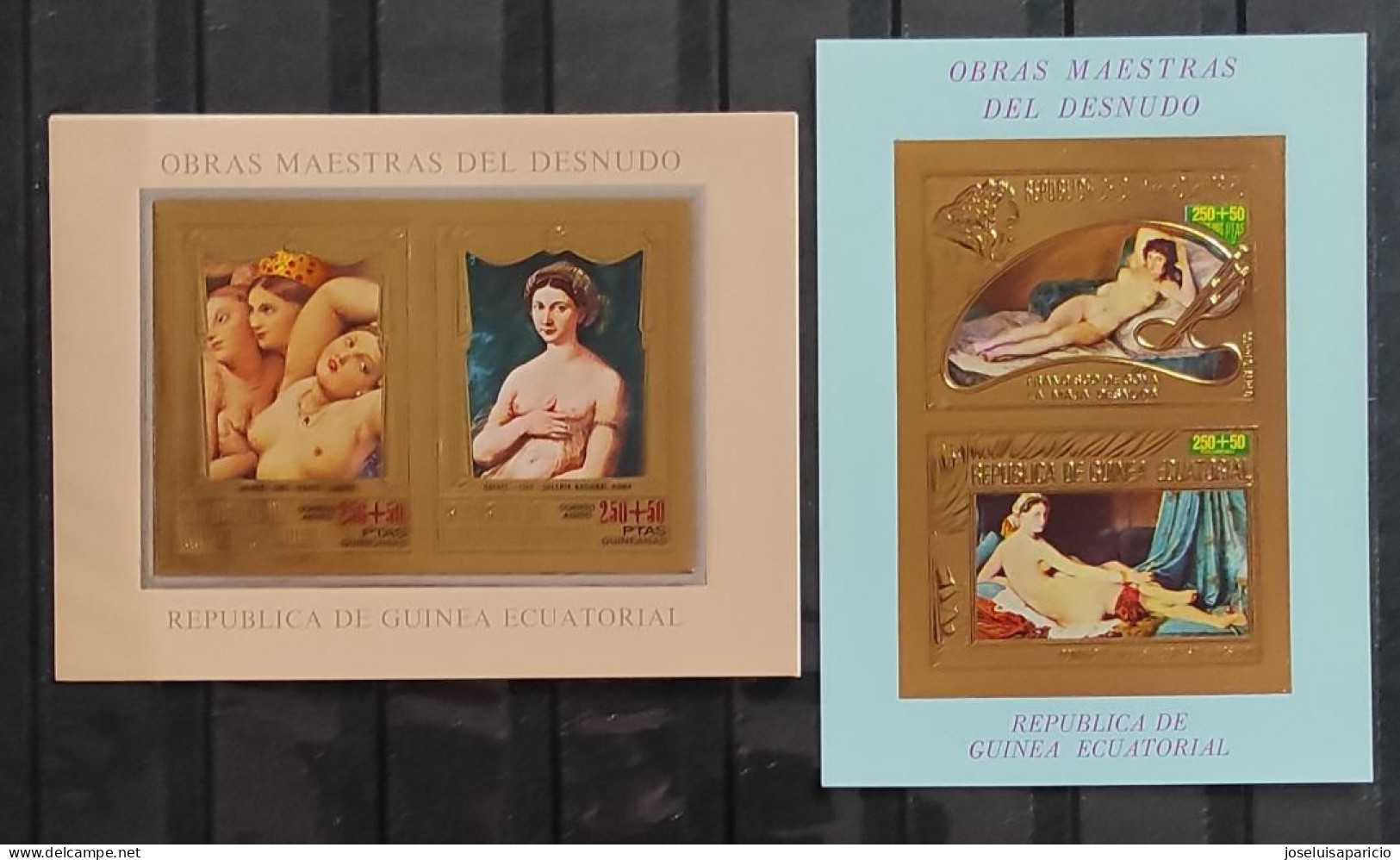 OBRAS MAESTRAS DEL DESNUDO- HOJAS DOBLES DORADAS   IMPERFORADAS EMITIDAS EL 10 DE AGOSTO 1973 MNH - Naakt