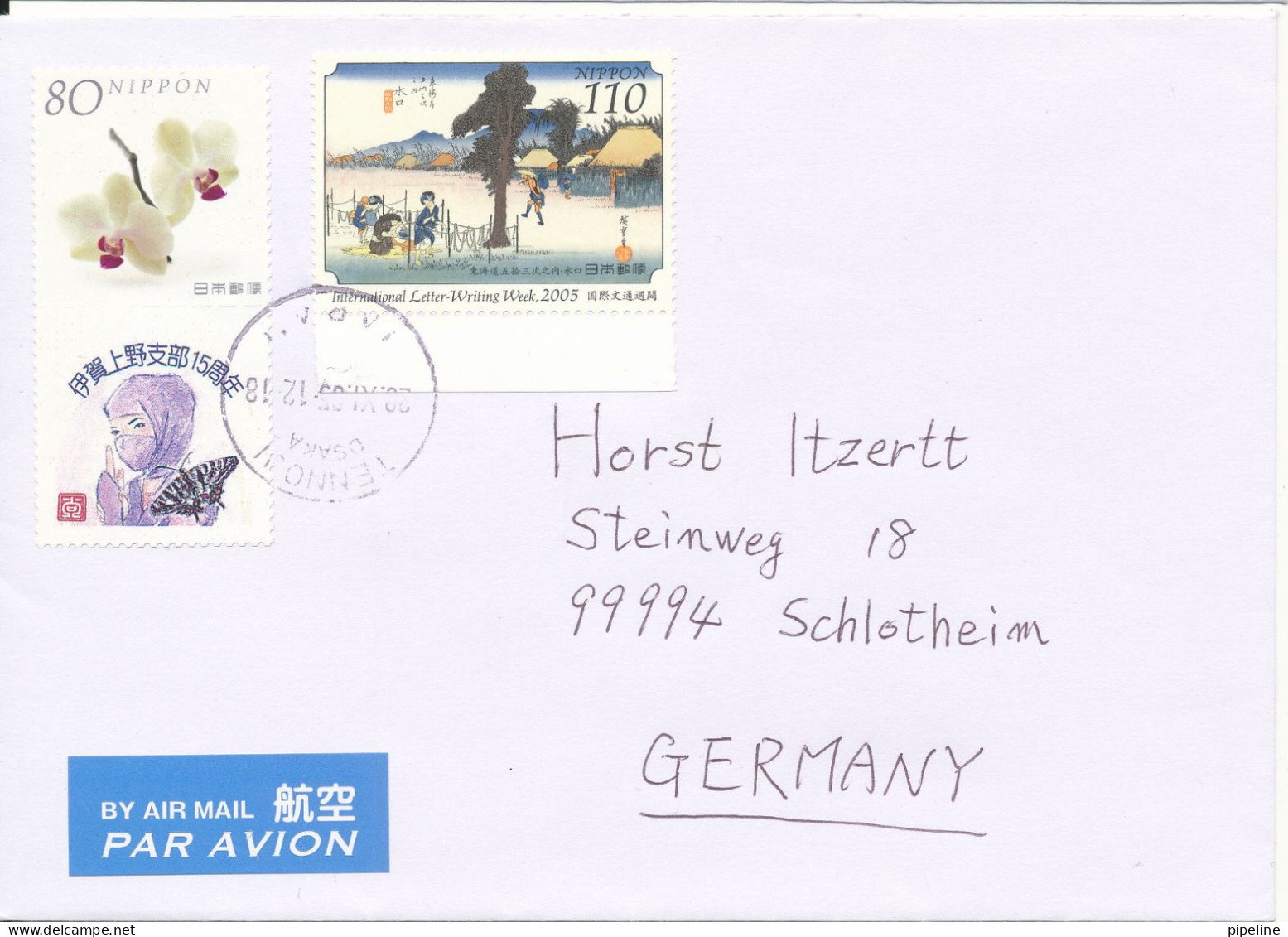 Japan Cover Sent Air Mail To Germany 20-11-2005 Topic Stamps - Cartas & Documentos