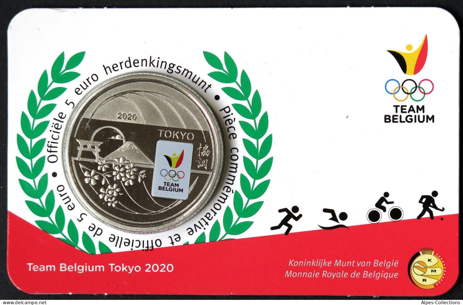 BEX00520.2 - COINCARD BELGIQUE - 2020 - 5 Euros Team Belgique Tokyo - Colorisée - België