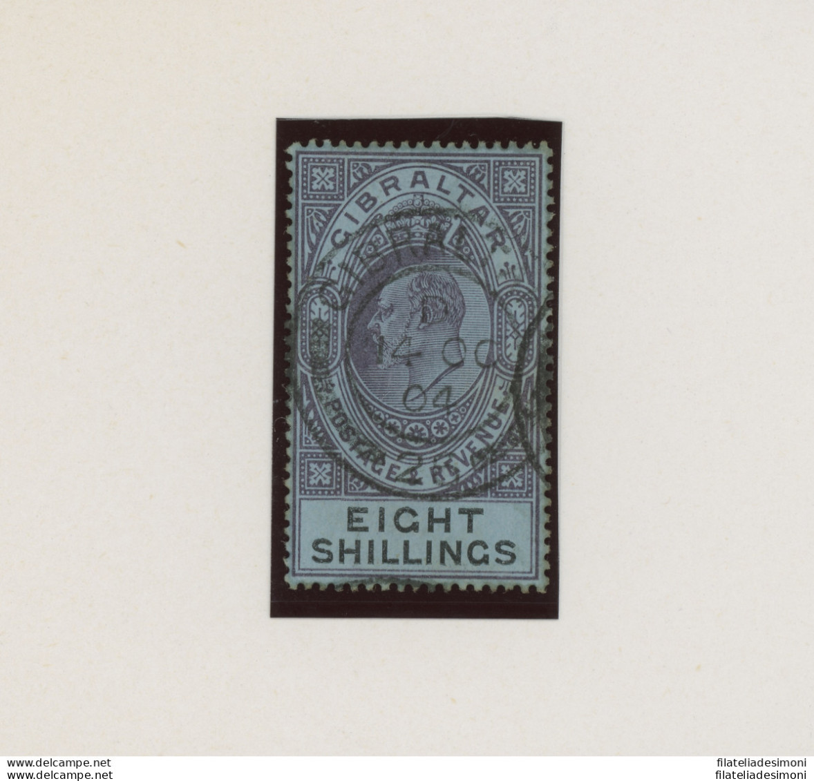 1903 Gibilterra, Stanley Gibbons N. 54, 8 Scellini Dull Purple And Black, Edoardo VII - Usato - Otros & Sin Clasificación