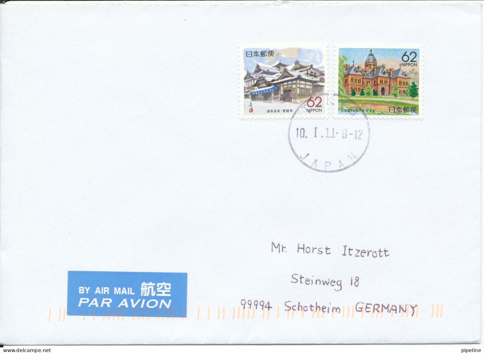 Japan Cover Sent Air Mail To Germany 10-1-2011 Topic Stamps - Storia Postale