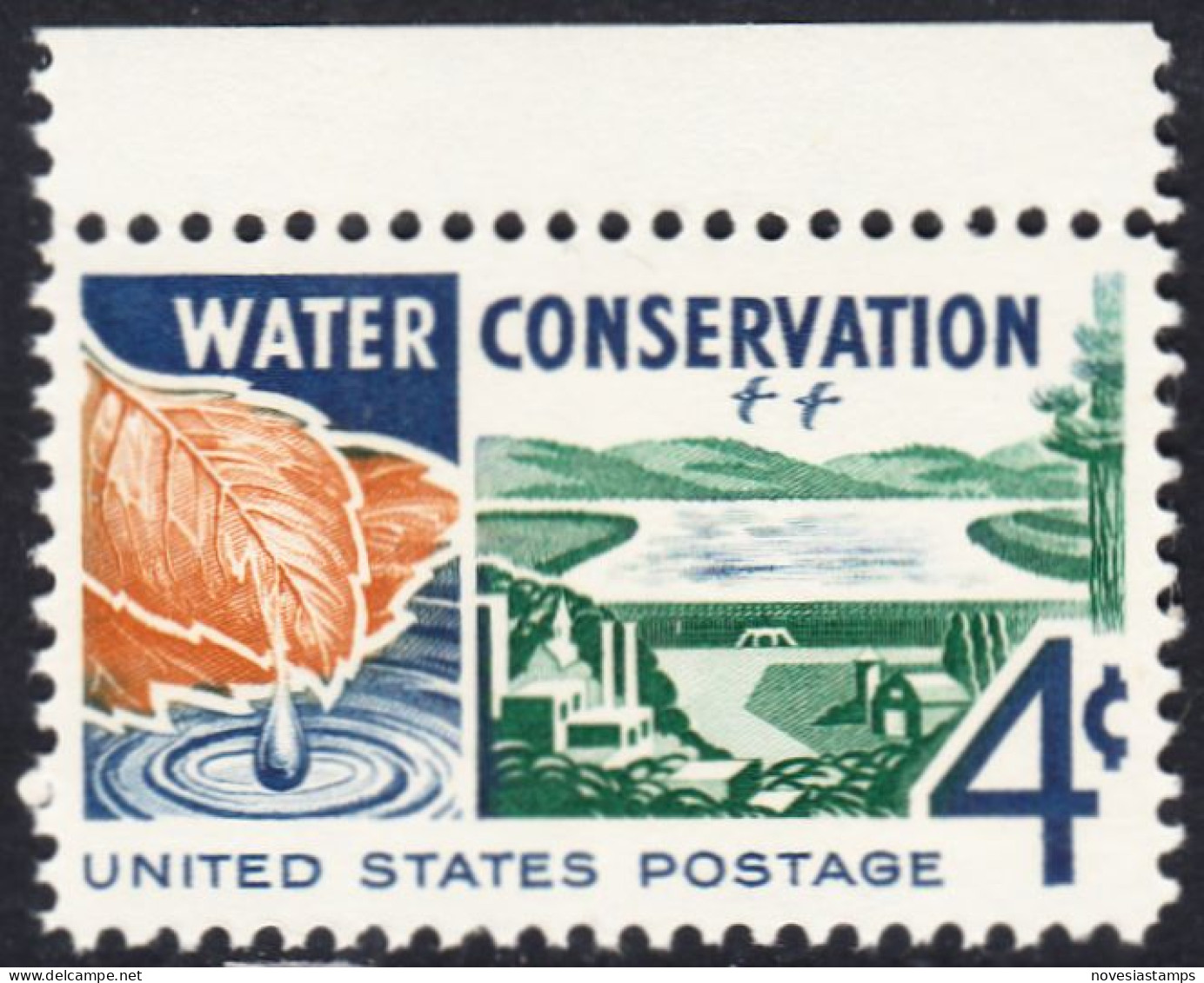 !a! USA Sc# 1150 MNH SINGLE W/ Top Margin - Water Conservation - Nuovi