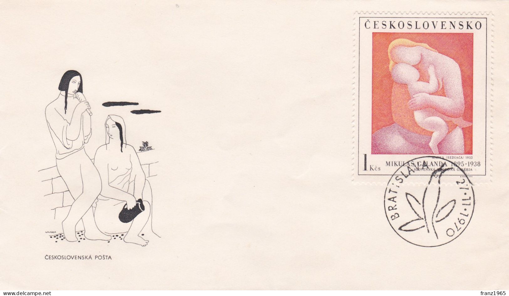 Seated Mother By Mikulas Galanda - 1970 - FDC