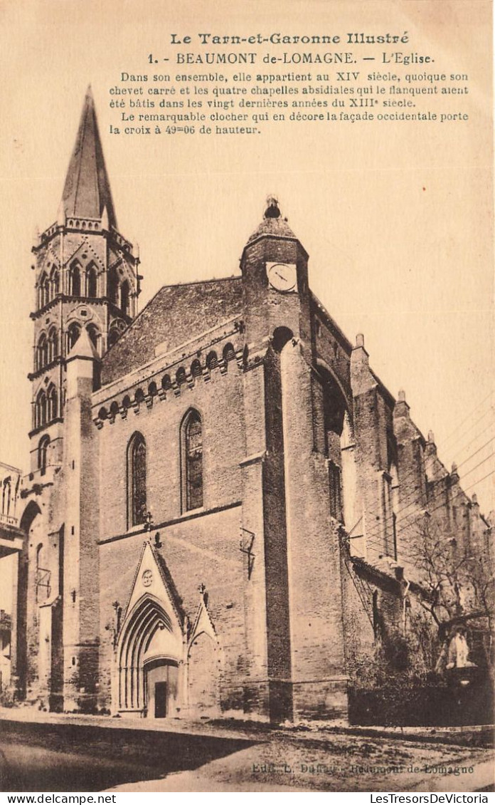 FRANCE - Le Tarn Et Caronne Illustré - Beaumont De Lomagne - Vue Générale De L'église - Carte Postale Ancienne - Beaumont De Lomagne