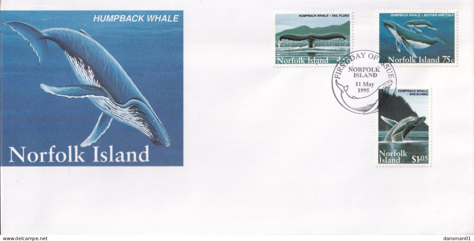 Norfolk Island 1995 Humpback Whales Sc 573-75  FDC - Ile Norfolk