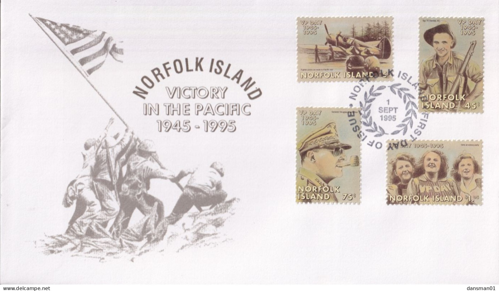 Norfolk Island 1995 VP Day Sc 587-90 FDC - Ile Norfolk