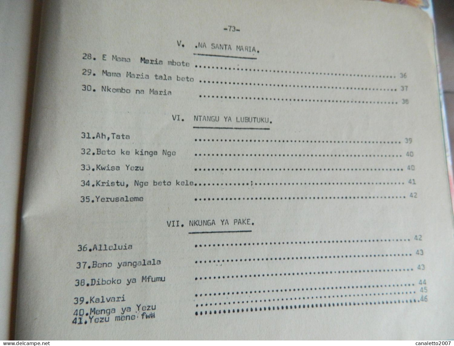 KIKWIT +CONGO: LIVRET DE CHANSONS POUR LA MESS DE 1969 -BETO YIMBA 76 PAGES EN LANGUE DU CONGO -SWAILI ??