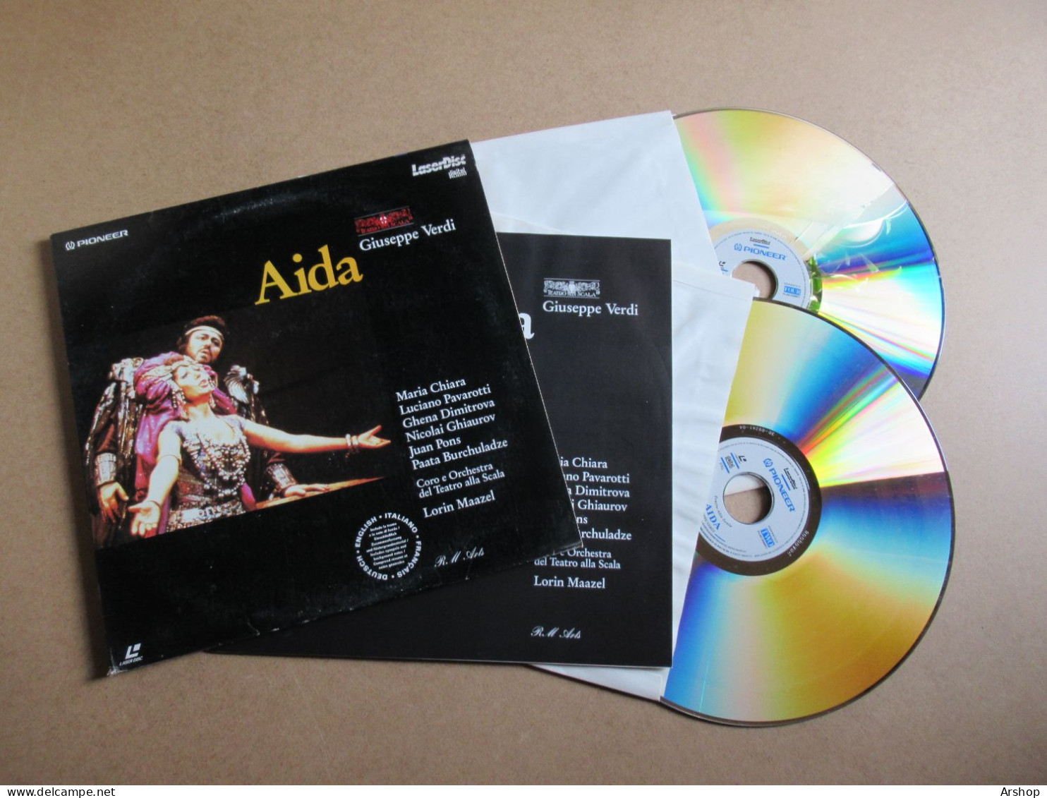 LASERDISC De L' OPERA De VERDI " Aida " CHIARA / PAVAROTTI / LORIN MAAZEL - PIONNER 2 Disques + Livret - Otros