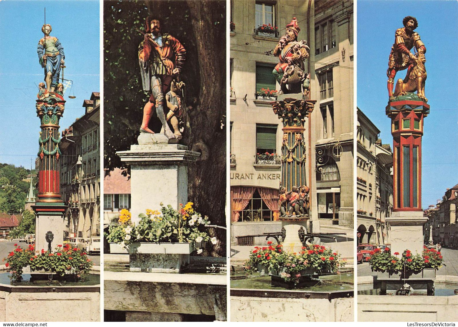 SUISSE - Berne - La Fontaine De La Justice, Du Courrier ,de L'orge Et De Samson - Colorisé - Carte Postale - Bern
