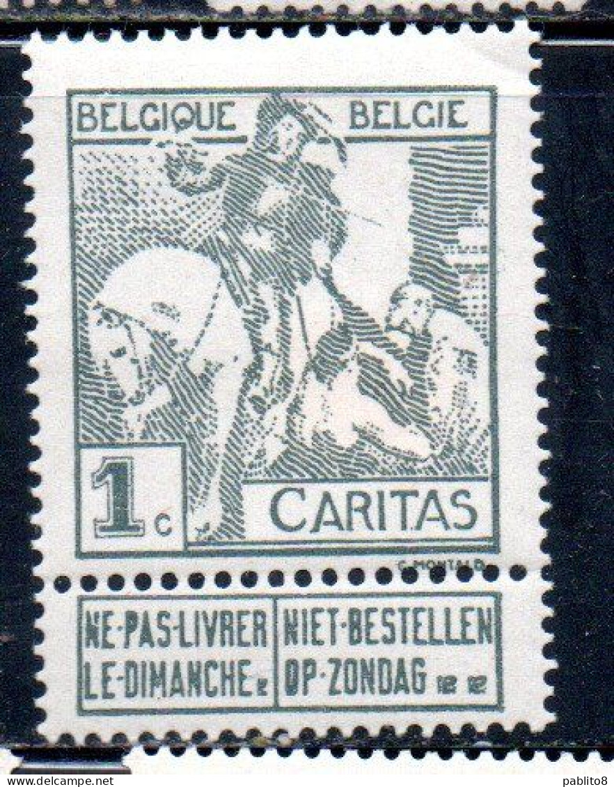 BELGIQUE BELGIE BELGIO BELGIUM 1910 CHARITY CARITAS ST. MARTIN OF TOURS DIVIDING HIS CLOAK WITH A BEGGAR 1c MH - 1910-1911 Caritas