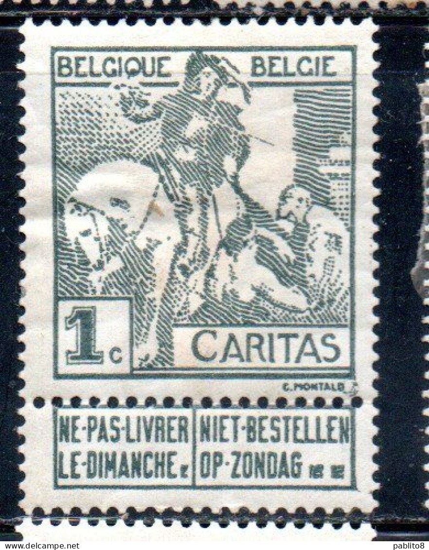 BELGIQUE BELGIE BELGIO BELGIUM 1910 CHARITY CARITAS ST. MARTIN OF TOURS DIVIDING HIS CLOAK WITH A BEGGAR 1c MH - 1910-1911 Caritas