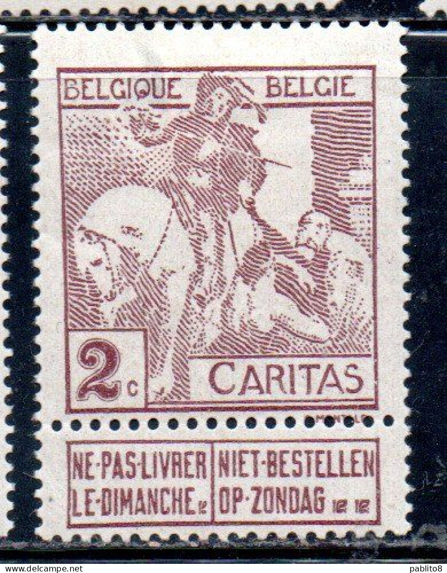 BELGIQUE BELGIE BELGIO BELGIUM 1910 CHARITY CARITAS ST. MARTIN OF TOURS DIVIDING HIS CLOAK WITH A BEGGAR 2c MH - 1910-1911 Caritas