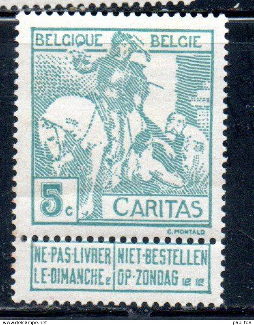 BELGIQUE BELGIE BELGIO BELGIUM 1910 CHARITY CARITAS ST. MARTIN OF TOURS DIVIDING HIS CLOAK WITH A BEGGAR 5c MH - 1910-1911 Caritas